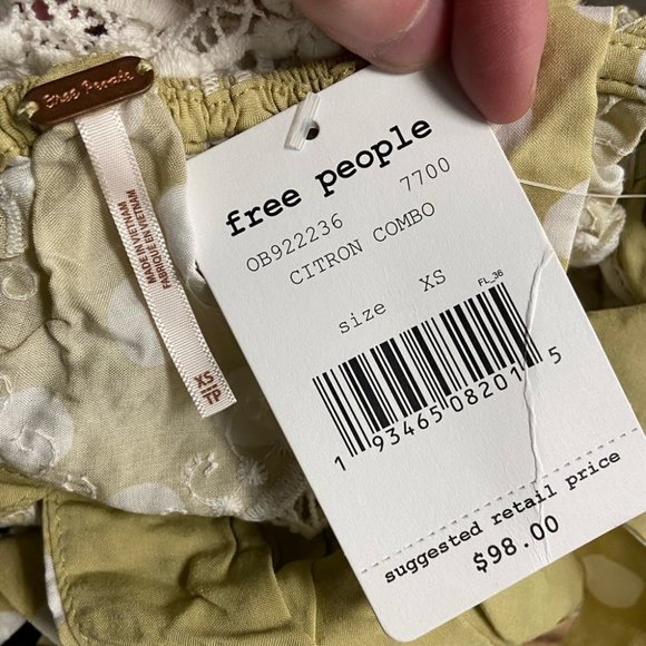 NWT Free People Lunch Date Halter Top Citron Yellow Size XS New With Tags Boho - Picture 3 of 5